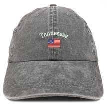 Trendy Apparel Shop Tennessee USA Flag Pigment Dyed Washed Baseball Cap - Black - £15.65 GBP