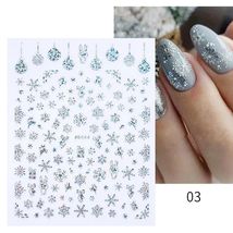 New Year Christmas 3D Nail Sticker Silver Gold Glitter Snowflake Xmas Decoration - $16.39