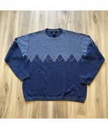 Bugatchi Uomo Blue Crewneck Sweater Size M 100% Pure New Merino Wool Gra... - $54.69 CAD