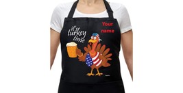 Personalized Turkey Time, Funny Thanksgiving Apron - £31.33 GBP