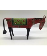 Handmade Painted Tin horse Figurine Red Green Folk Art Decor 10x5&quot; Vinta... - $368.14 MXN