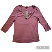 NWT Metric New York Womens XL Ruched V-Neck 3/4 Sleeve Rose Color Top Bl... - $13.36