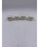 Set of 4 Rae Dunn Place Card Holders Displays White Ceramic Laugh Think ... - £88.49 GBP