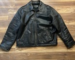 J. Crew Vintage Black Pebbled Distressed Leather Men’s Full Zip Lined Ja... - $237.49