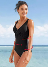 BON PRIX Wrap Look Shaper Swimsuit in Black UK 20 PLUS (fm16-3) - £38.40 GBP
