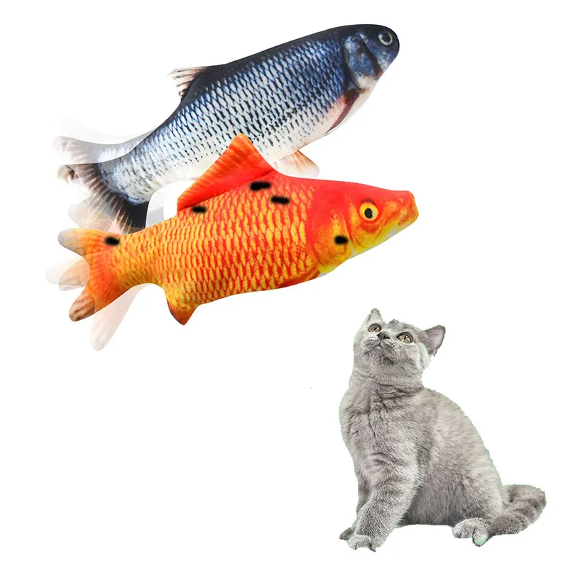 30cm Cat Toy Fish Plush Cat Interactive Dancing Fish Electric USB Charging - £12.33 GBP