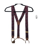 PORTFOLIO  by PERRY ELLIS Red  Maroon Brown Suspenders Braces  Leather - $19.87