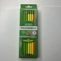 Ticonderoga 18 Ct. Neon Color Standard Wood #2 HB  Pencils Pre-Sharpened Eraser - £7.91 GBP