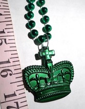 Mardi  Gras Green Crown and  Small Beads  Hangs 18&quot; - £8.66 GBP