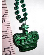 Mardi  Gras Green Crown and  Small Beads  Hangs 18&quot; - £8.66 GBP