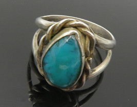 NAVAJO 925 Silver - Vintage Turquoise Twist Petite Band Ring Sz 4 - RG12792 - $87.40 CAD