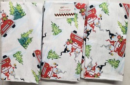 Set of 3 Printed Microfiber Towels, 15&quot;x25&quot;, CHRISTMAS, GNOMES IN RED TR... - $14.84