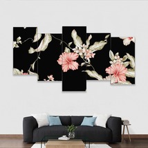 Multi-Piece Framed Mural Home Decor Wall Art Floral On Black - £79.92 GBP