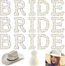 Iron on Letters Bride Pearl Rhinestone English Letter Patches Bling Rhinestone S - £12.09 GBP