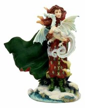 Frost Moon Dragon Winter Fairy Statue 7.5&quot;H Decorative Mythical Fantasy Figurine - £18.07 GBP
