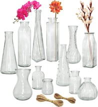 Paisener Bud Vases Set Of 12, Multiple Shapes Of Small Glass Vase Set, Wedding - £33.01 GBP