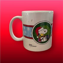 Christmas Peanuts Snoopy Woodstock Coffee Mug Galerie Vintage 1990s 12oz - $9.49