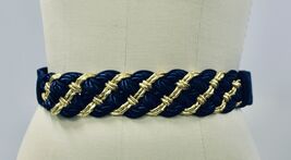 Vintage Doncaster Braided Navy Gold Belt Women 80s NWT SML Adjustable - $29.95