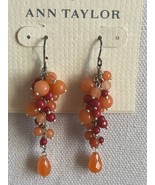 Ann Taylor Faux Coral Red Beaded Design Statement Dangle New  Earrings - £8.21 GBP