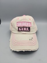 Soldier&#39;s Girl Pink Distressed Baseball Cap Hat Adjustable - $7.68