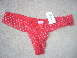 thong panty Joe Boxer size XL red lacey sparkles nwt  - £8.78 GBP