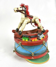 Vintage 1979 Enesco Music Box Toyland Song Rocking Horse Teddy Bear Drum Train - £23.73 GBP