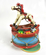 Vintage 1979 Enesco Music Box Toyland Song Rocking Horse Teddy Bear Drum... - $29.69