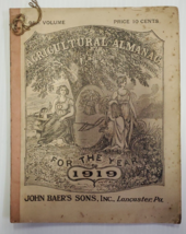 Vintage Agriculture Almanac 1919 John Baer&#39;s Sons Farming, Weather Predi... - £9.87 GBP