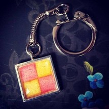 Unique Battenberg Keyring Keychain Battenburg Cake Bake Off Retro Tasty Handmade - £3.77 GBP