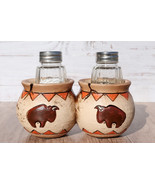 Western Native American Buffalo Bison Canister Jars Salt Pepper Shakers ... - £22.30 GBP