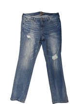 Torrid Boyfriend Straight Vintage Stretch distressed blue jeans 14R  38&quot;... - £15.63 GBP