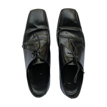 PRADA Mens Spazzolato Fume Black Leather Dress Work Shoes Size US 10 / UK 9 - $129.00
