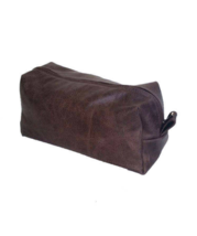 Distressed Brown Leather Toiletry Bag, Travel Purse, Cosmetic Bag - £51.95 GBP