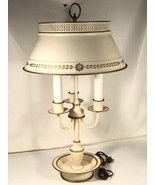 Vintage Antique French Style Tole Painted Bouilotte Metal Shade Table Lamp - £221.30 GBP