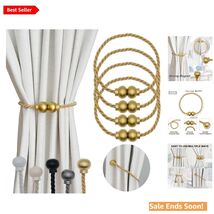 Magnetic Curtain Tiebacks 4 Pack Elegant Gold Handmade Rope Modern Drape... - $28.66