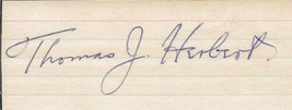 Thomas J. Herbert Signed Index Card 56th Governor of Ohio D. 1974 JSA - $74.24