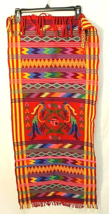 TABLE RUNNER RED YELLOW &amp; BLUE FLORAL PRINT EMBROIDERED STITCHED FRINGE ... - $34.27