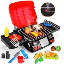 Kids Play Food Grill With Pretend Smoke Sound Light Kitchen Playset Pretend Bbq  - £47.15 GBP