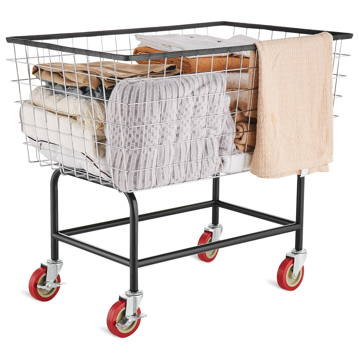 VEVOR Wire Laundry Cart 4.5 Bushel Chrome Steel 5&quot; Casters Commercial Ba... - $124.99