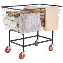 VEVOR Wire Laundry Cart 4.5 Bushel Chrome Steel 5&quot; Casters Commercial Ba... - $124.99