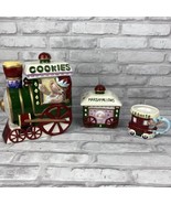  International Bazaar 5 PC Porcelain Bear Train Cookie Jar Car Caboose  - £20.00 GBP