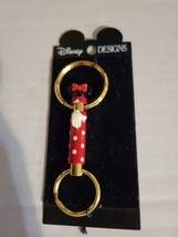 Disney Designs Minnie Mouse Goldtone Dual Keychain W/ Push Hand Release Break A  - £12.73 GBP