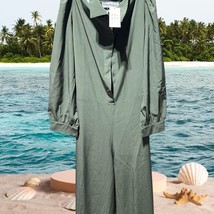 Green Button Down Long Sleeve Jumpsuit Sz Xl - £62.32 GBP
