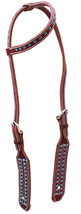 Horse Harness Leather Western Turquoise Buckstitch One Ear Headstall Bridle - $730.19 MXN