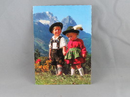 Vintage Postcard - German Children Traditional Clothes in the Alps - Hans Huber - £12.13 GBP