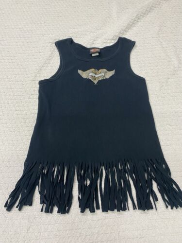 Harley Davidson Black Fringe Bottom Tank Top El Paso, Texas fits like Me... - $15.59
