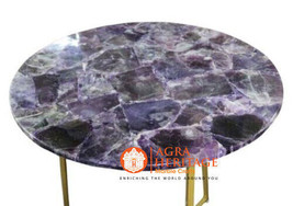 Amethyst Stone Round Top Agate Coffee Table Handmade Custom Home Furniture - £189.01 GBP+