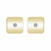 10k Yellow Gold Plated Diamond Square Shape Womens Fashion Stud Earrings - £51.57 GBP