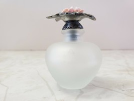 Floral Perfume Bottle, Frosted Glass With Metal Stopper - £11.90 GBP