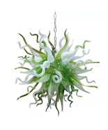 Handmade Multicolor Green Chandeliers 100% Hand Blown Glass LED Lights B... - £984.83 GBP